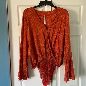 Orange Free People Body Suit - Small